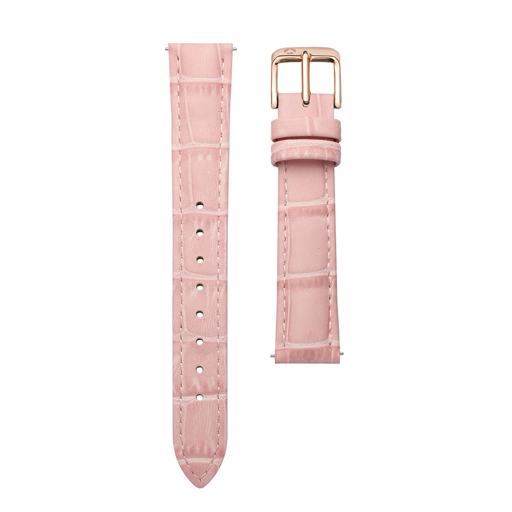 16mm Sydney Watch Band – Pink Leather Strap With Rose-gold-Tone Buckle