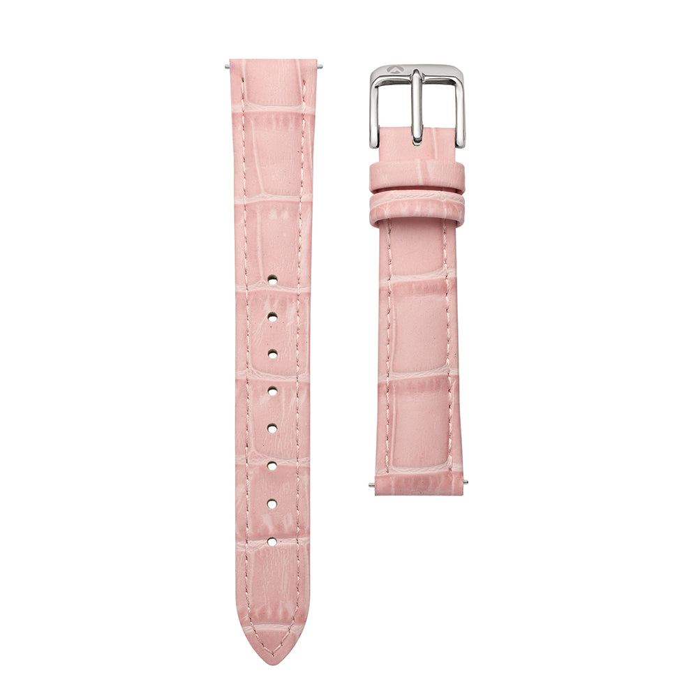 16mm Sydney Watch Band – Pink Leather Strap With Silver-Tone Buckle