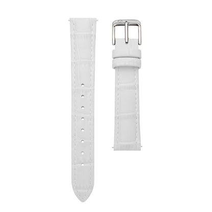 16mm Sydney Watch Band – White Leather Strap With Silver-Tone Buckle
