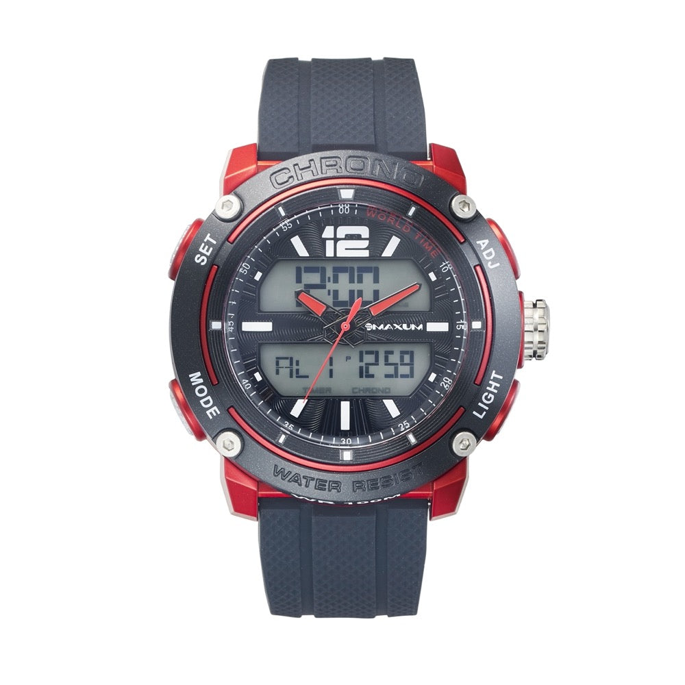 Conquest Black and Red Analogue Digital Watch
