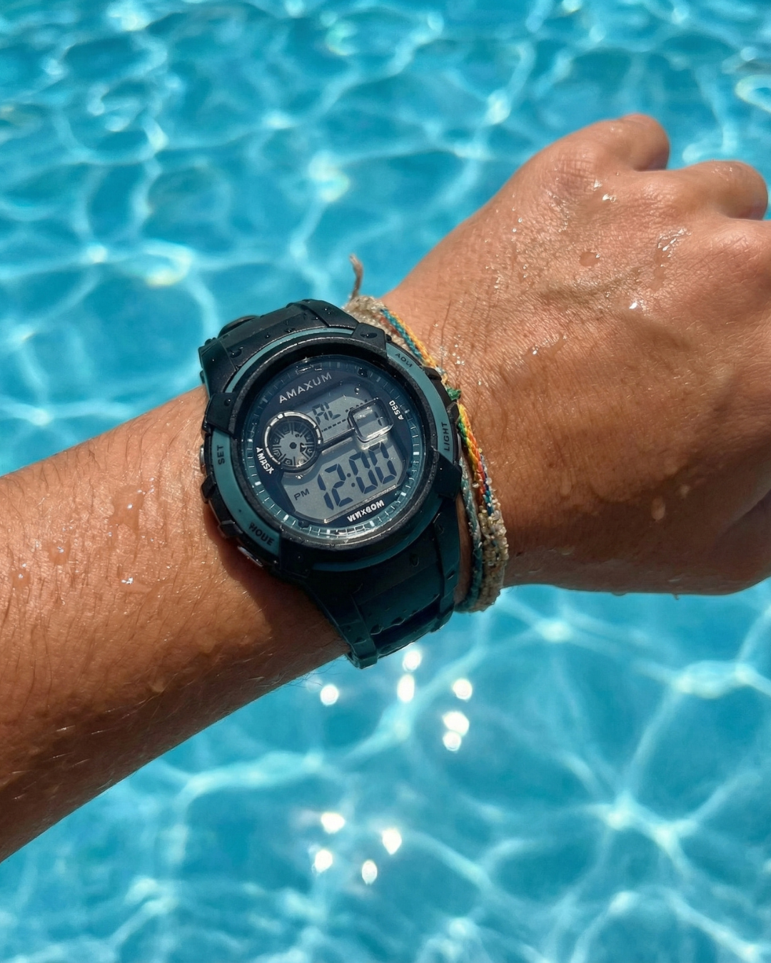 Button Black and Blue Digital Watch