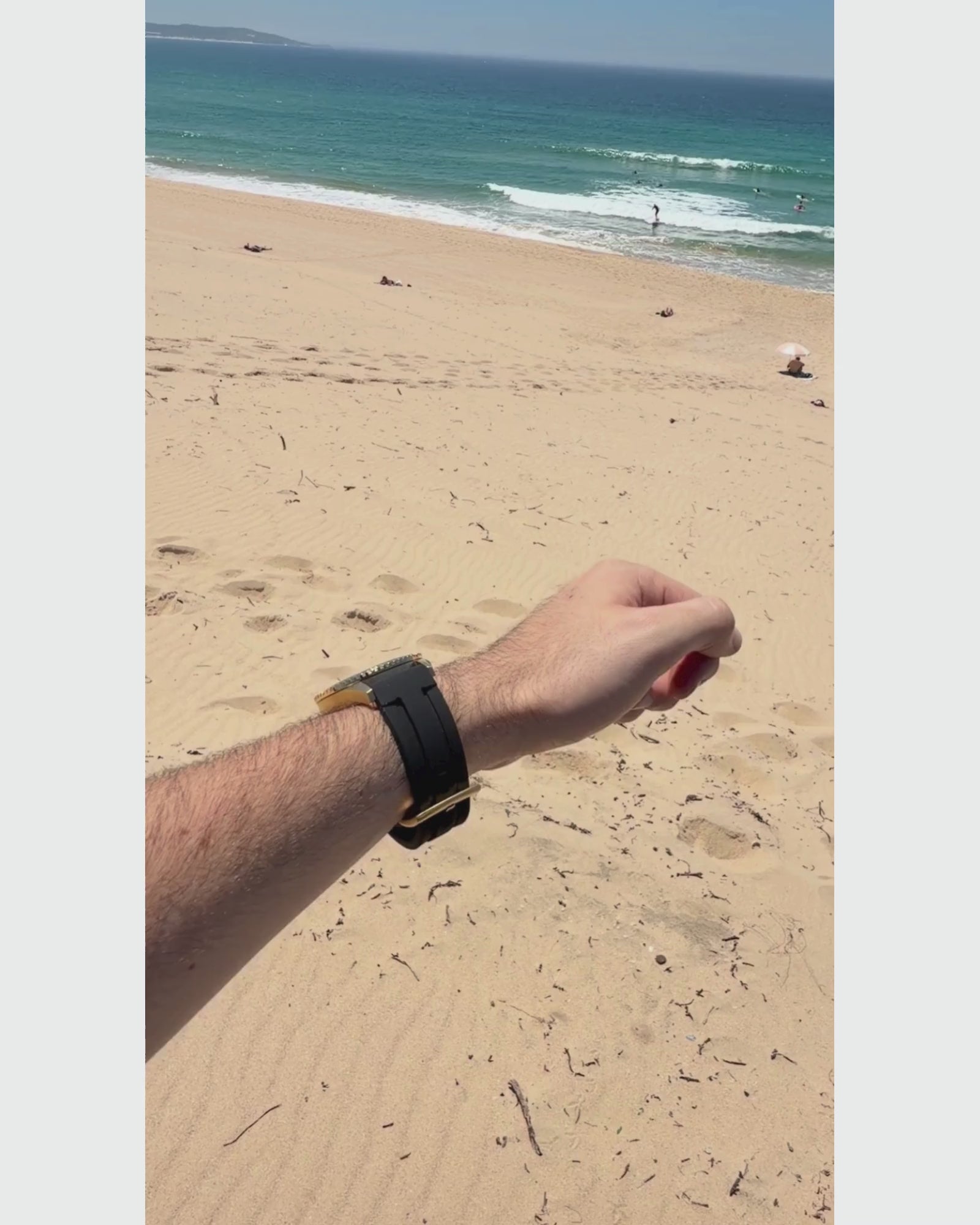 Prince Analogue Date Watch – Gold Case, Black Dial & Black Silicone Strap