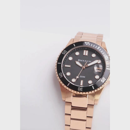 Liberty Black & Rose Set - Includes Black Analogue Date Watch and Rose-gold bracelet strap