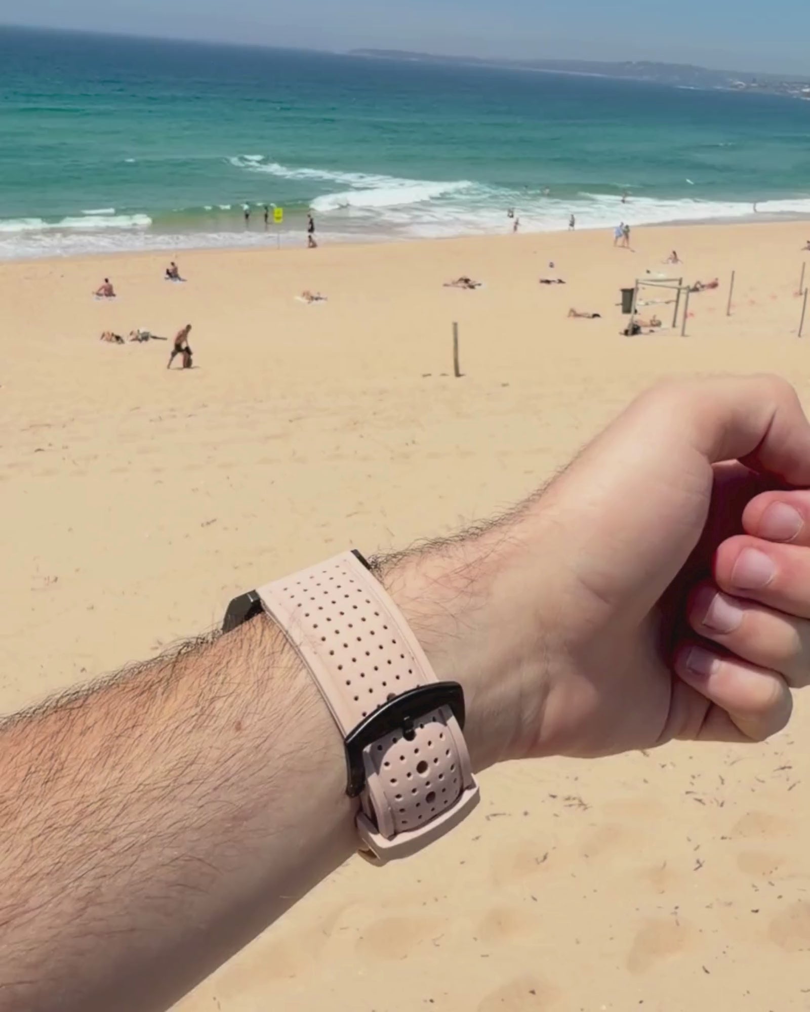 Raglan Digital Square Unisex Tide Watch– Gun Metal Case, Black Dial & Beige Silicone Strap