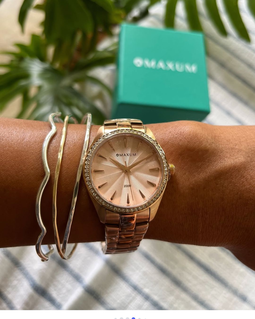 Sydney Crystal-Embellished Analogue Watch  – Rose Gold Tone Dial, Rose Gold Tone Case & Bracelet